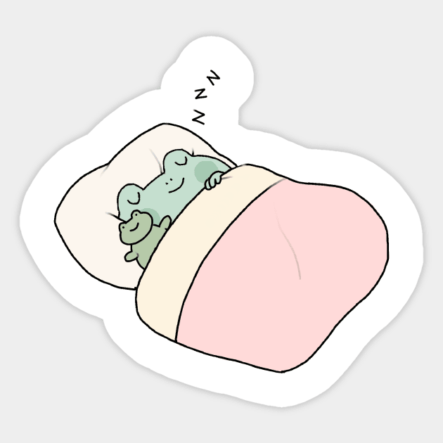 Sleepy frog Sticker by PeachyDoodle